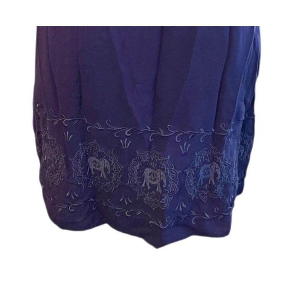 Simply Southern Large Blue Purple Shift Dress Elephant Embroidery Ruffle Sleeves - Picture 4 of 10